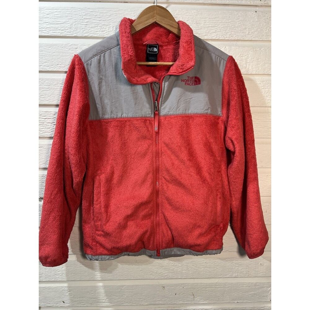 THE NORTH FACE Girl's 18 Filles Size XL Jacket Full Zip Red With Gray Fleece